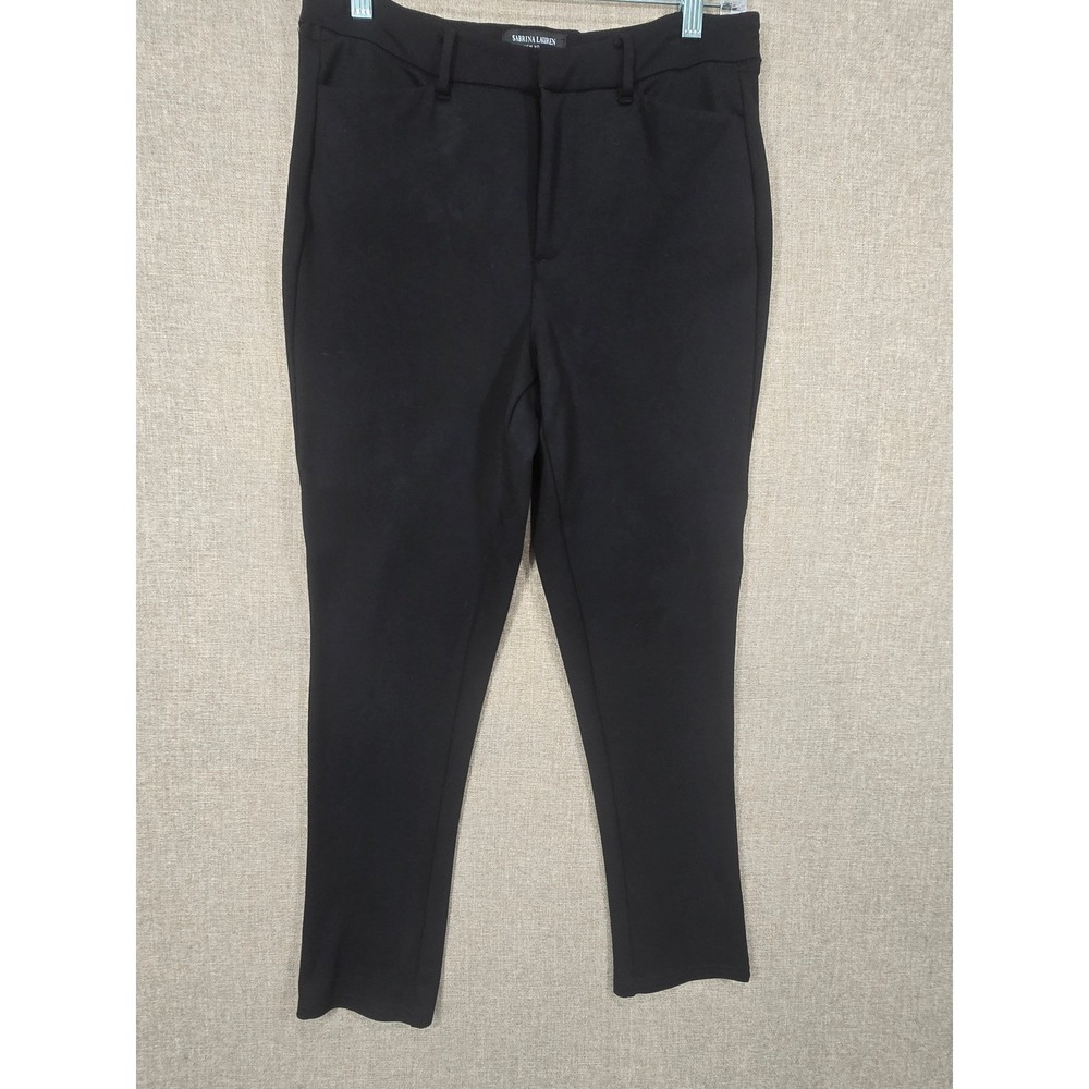 Sabrina Lauren New York Black Ponte Knit Slim Leg Pants Size M Stretch Trousers